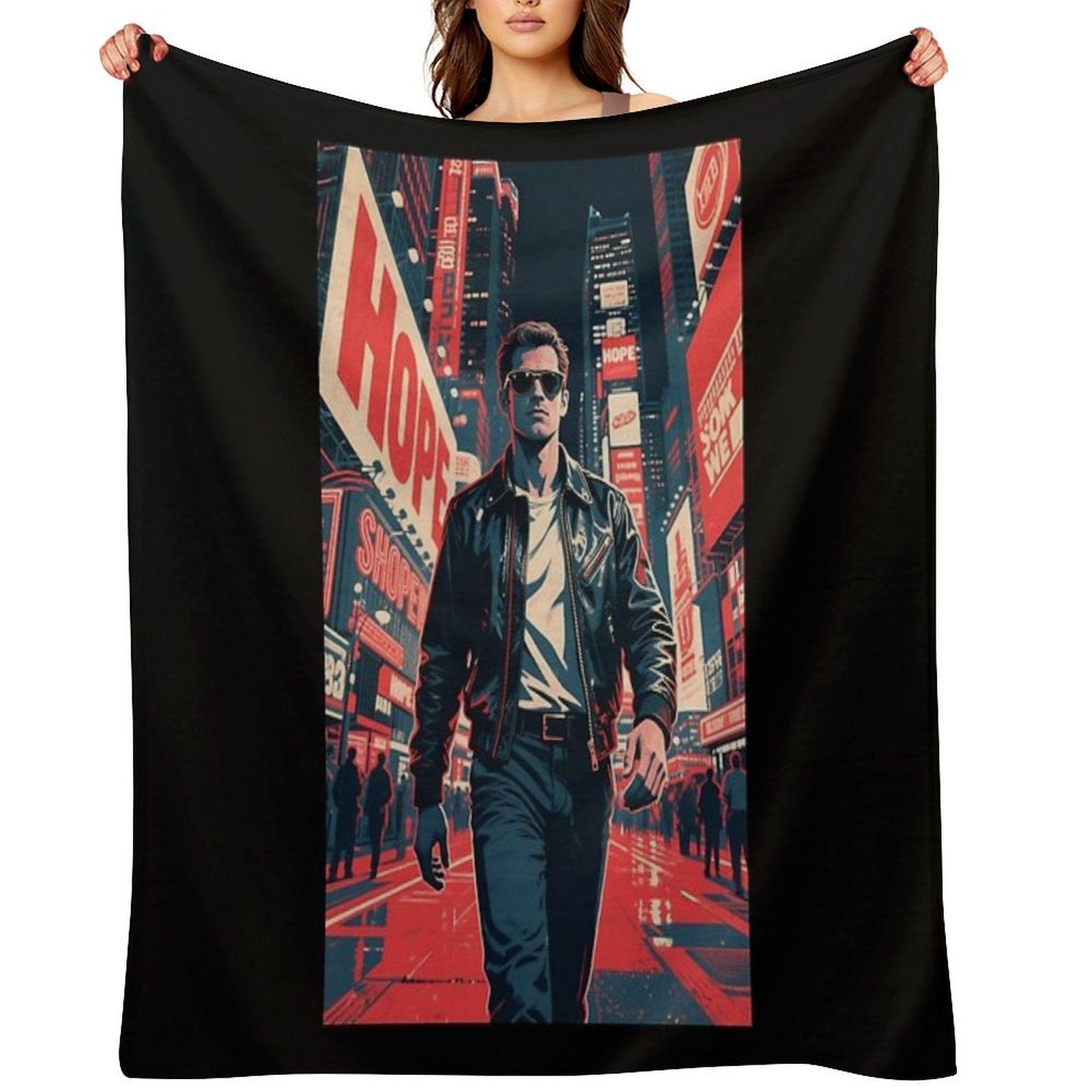 Times Square Rebel – Retro Street Style 80s Quick-dry Throw Blanket