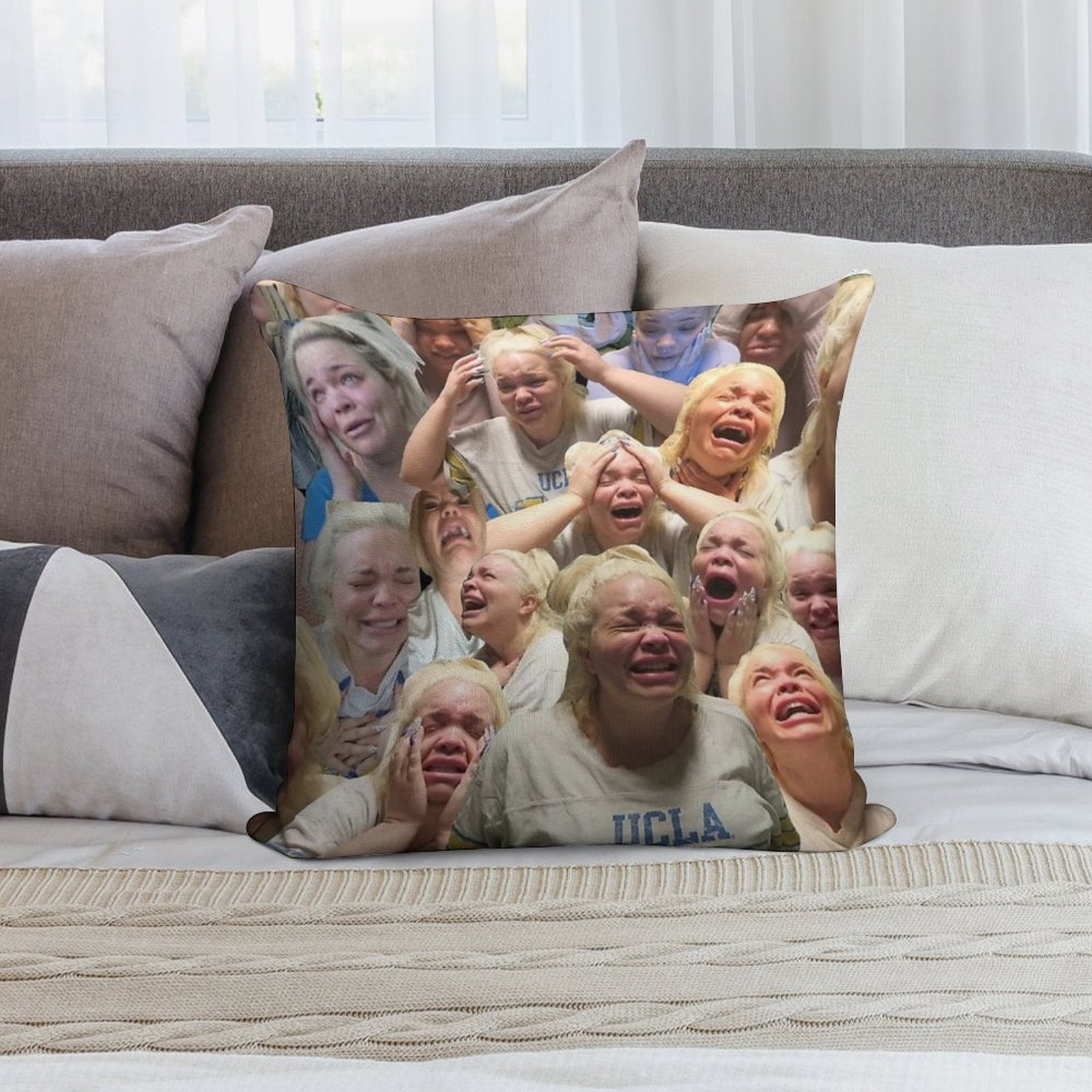 Trisha Paytas Crying Soft Reinforced Edging Throw Pillow