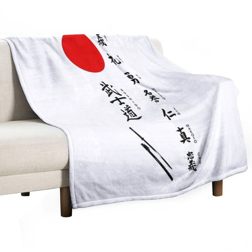 Bushido And Japanese Sun Anti-pilling Throw Blanket