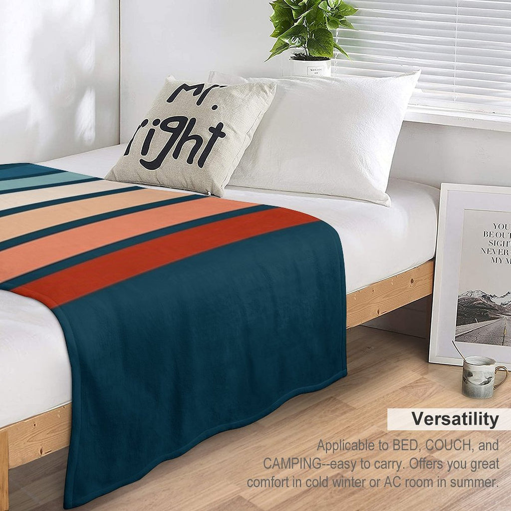 70s Vintage Retro Stripes Quick-dry Throw Blanket