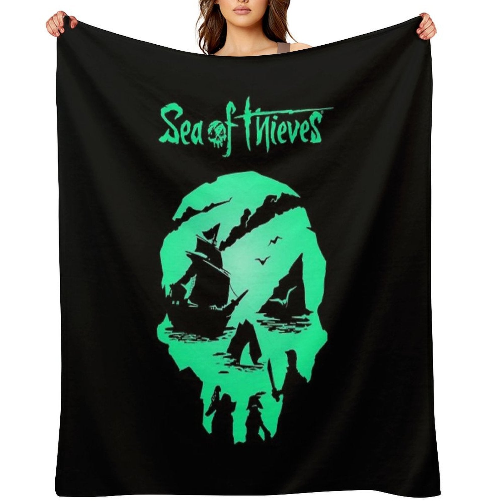 Green Mask Game Cooperate Action Play Durable Throw Blanket
