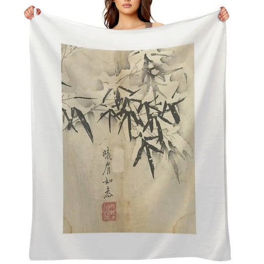 Bamboo in Snow Wrinkle-free Throw Blanket