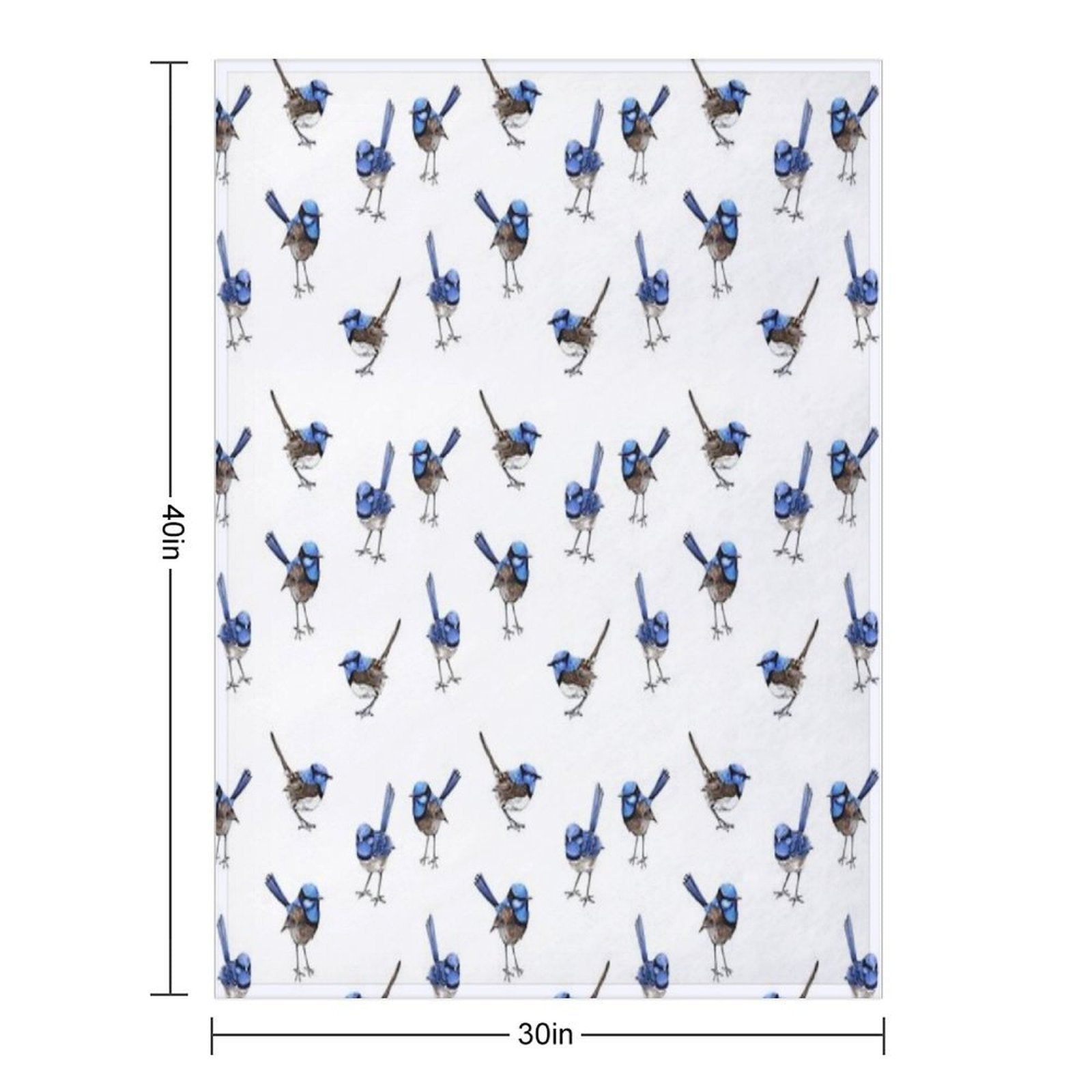 Blue Wrens, Scattered on White Travel-friendly Throw Blanket