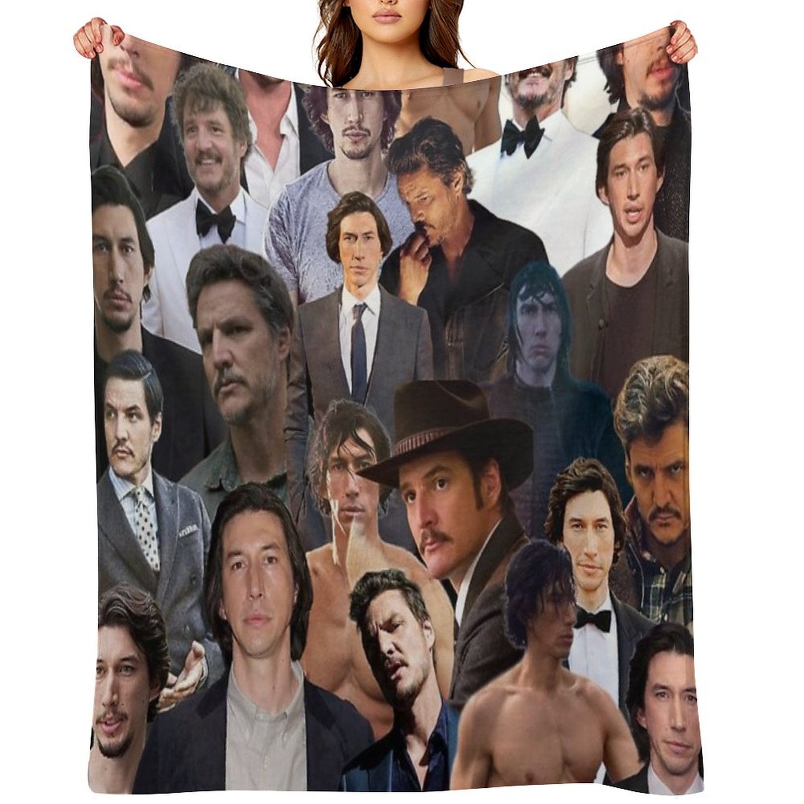 Pedro Pascal And Adam Driver Photo Collage Velvety-soft Throw Blanket