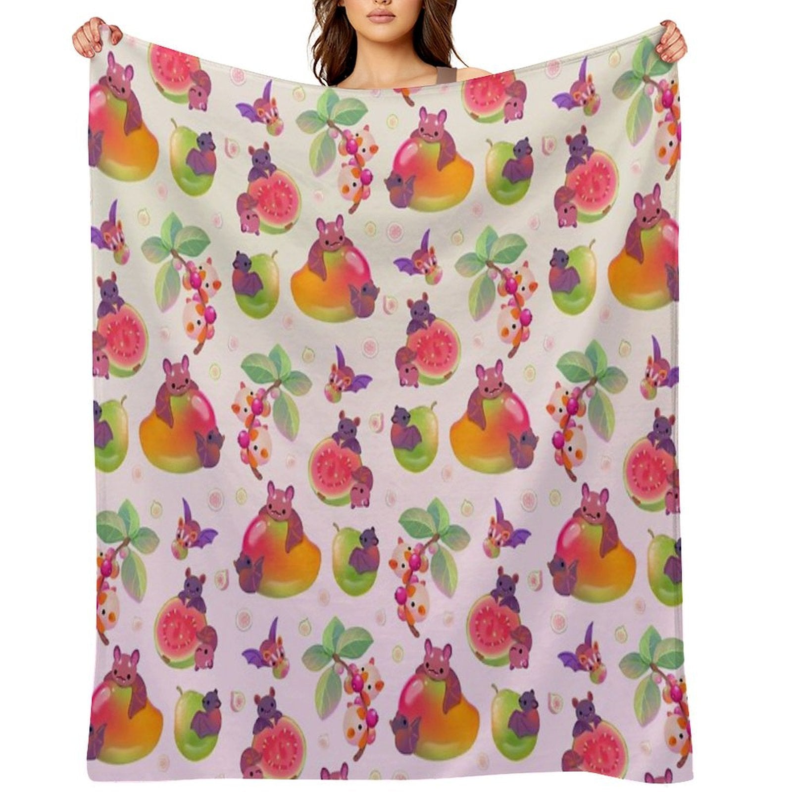 Fruit And Bat - Pastel All-season Throw Blanket
