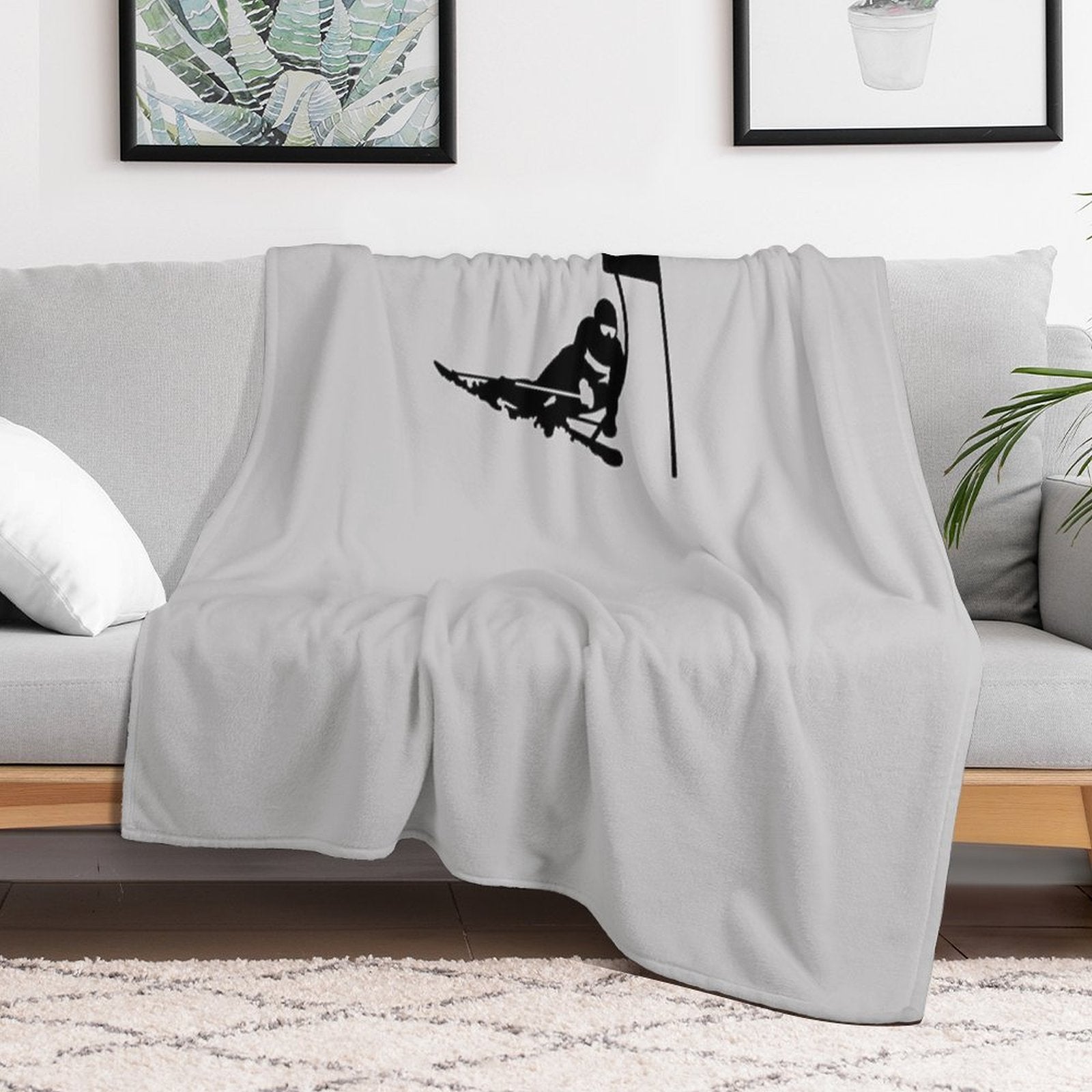 Skier Plush Throw Blanket