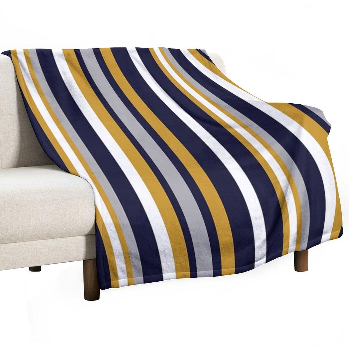 Modern Stripes Vertical Pattern in Honey Mustard Yellow, Dark Navy Blue, Gray, And White. Minimalist Color Block Versatility Throw Blanket