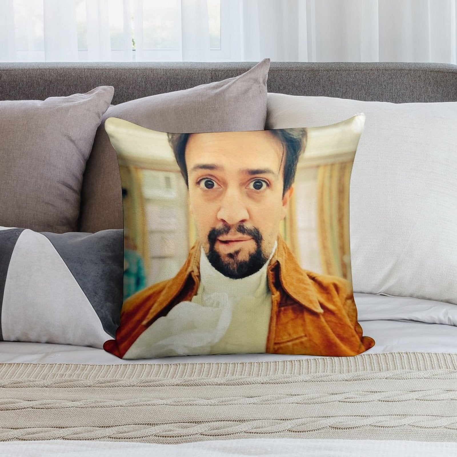 Lin Manuel Miranda Biting His Lip Soft Easy Maintenance Throw Pillow