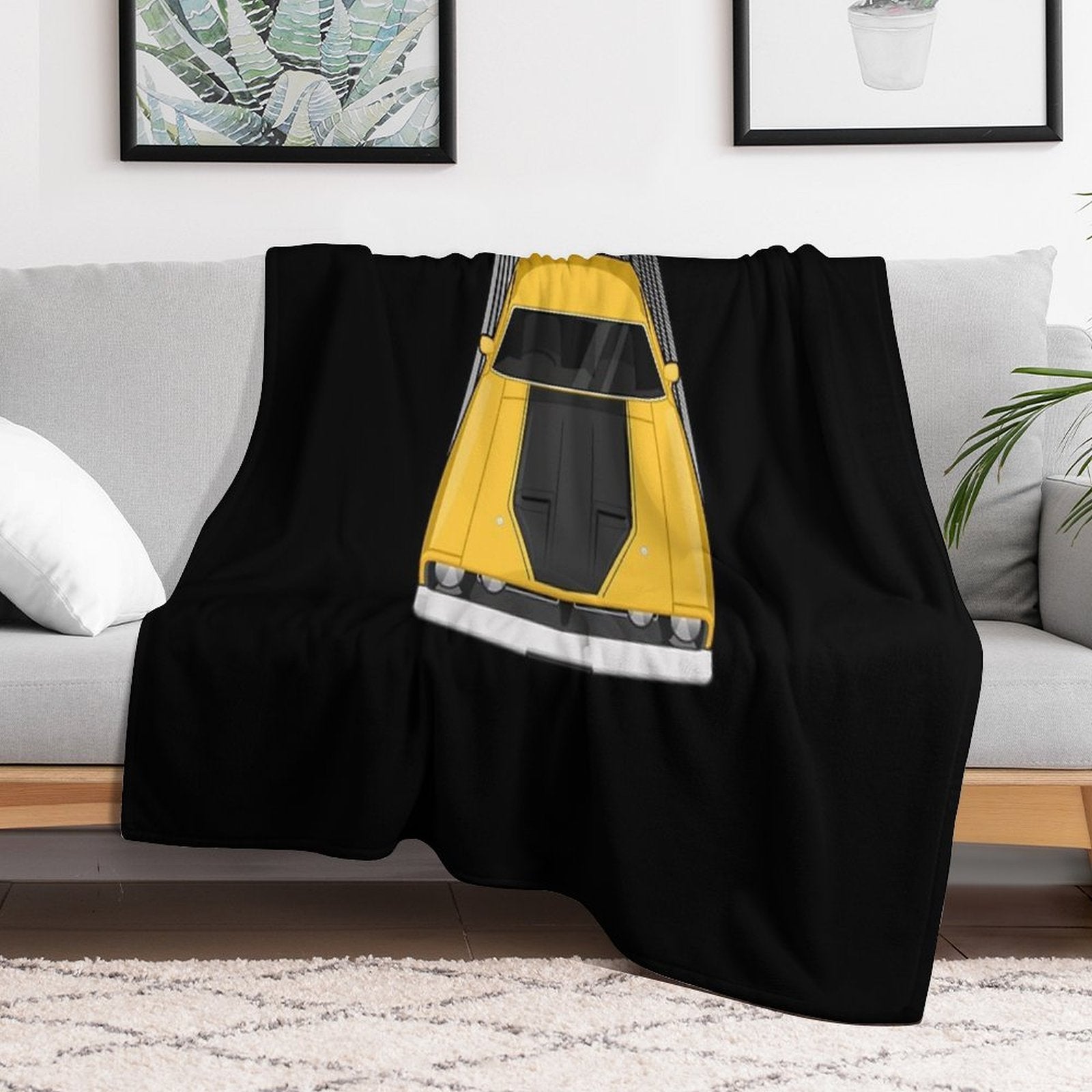 Ford Falcon XB GT 351 - Yellow Eco-conscious Throw Blanket