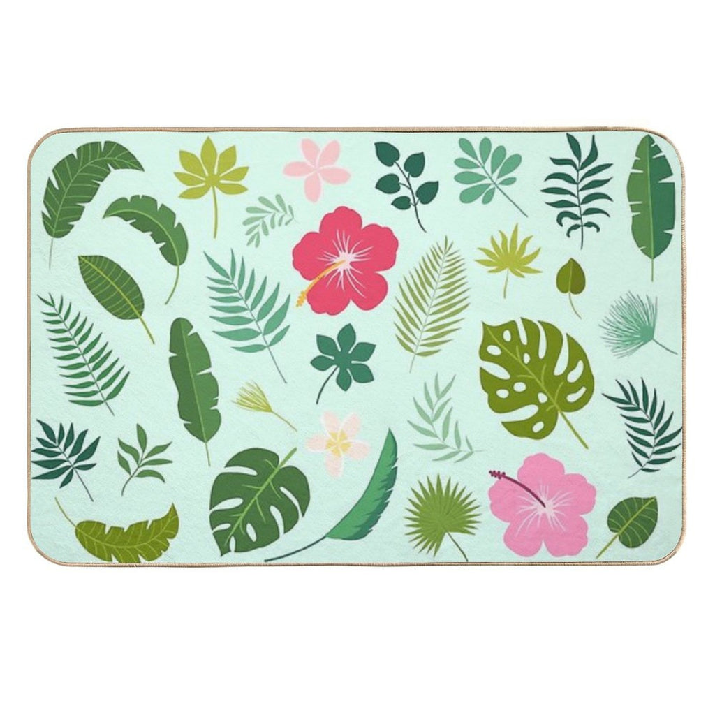 Tropical Nature Monstera Botanical Jungle Illustration Pillow Durable Bath Mat