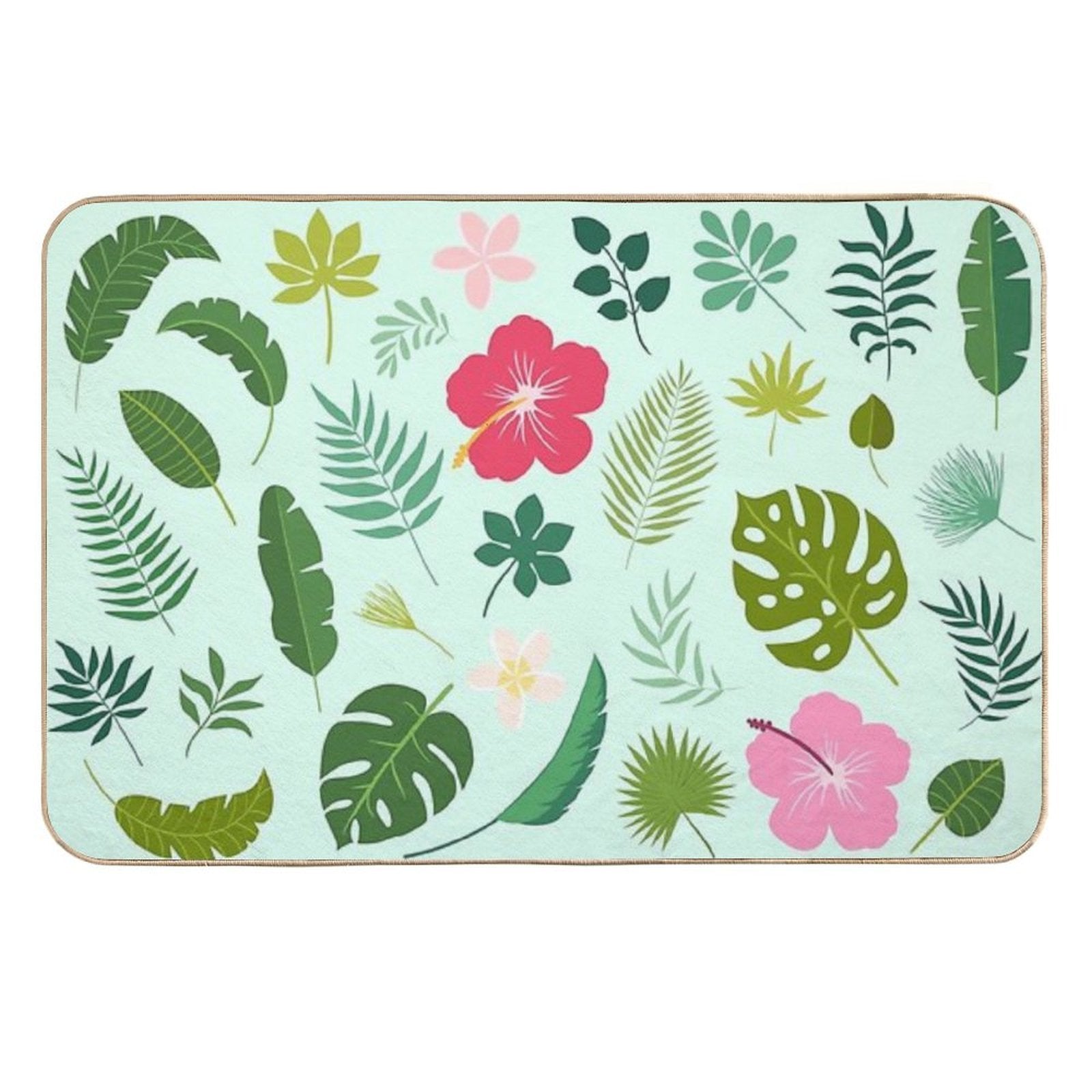 Tropical Nature Monstera Botanical Jungle Illustration Pillow Durable Bath Mat