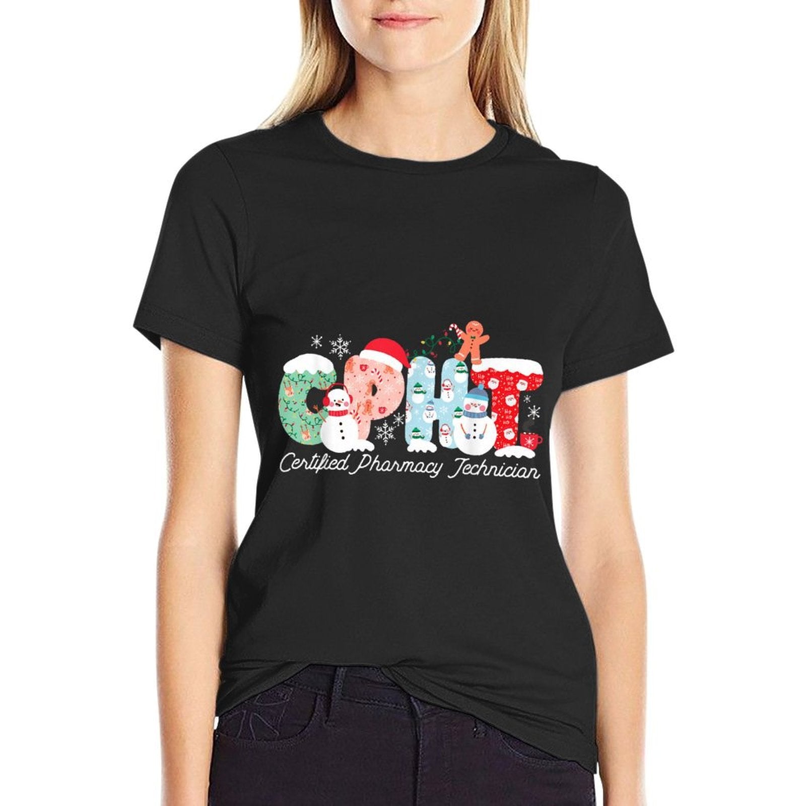 Pharmacy Tech Technician Pharmacist Student Christmas Cpht  Wrinkle-resistant T-Shirt