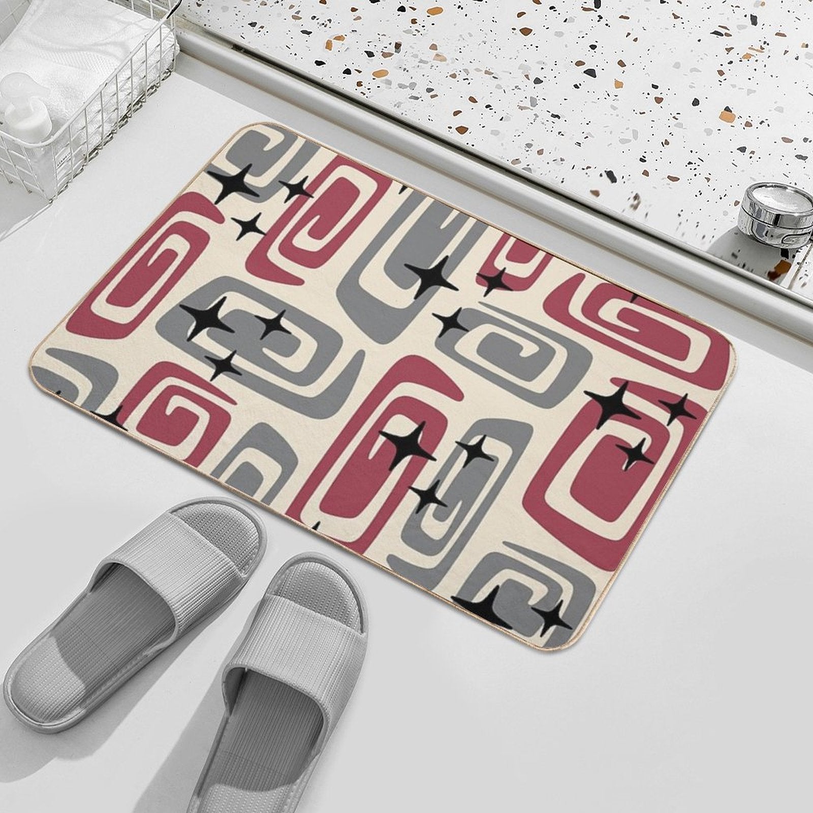 Retro Mid Century Modern Abstract 549  Absorbent Bath Mat