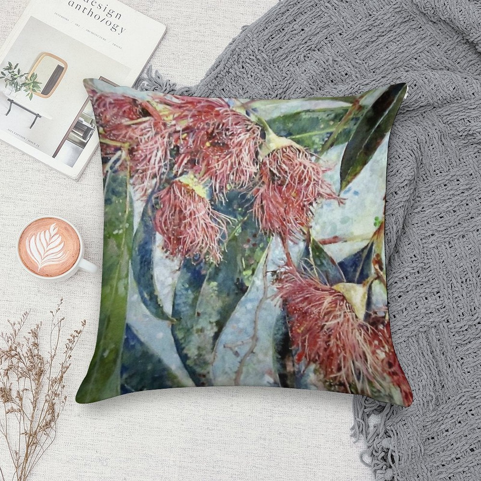 Eucalyptus Gum Blossoms Soft Decorative Cover Throw Pillow