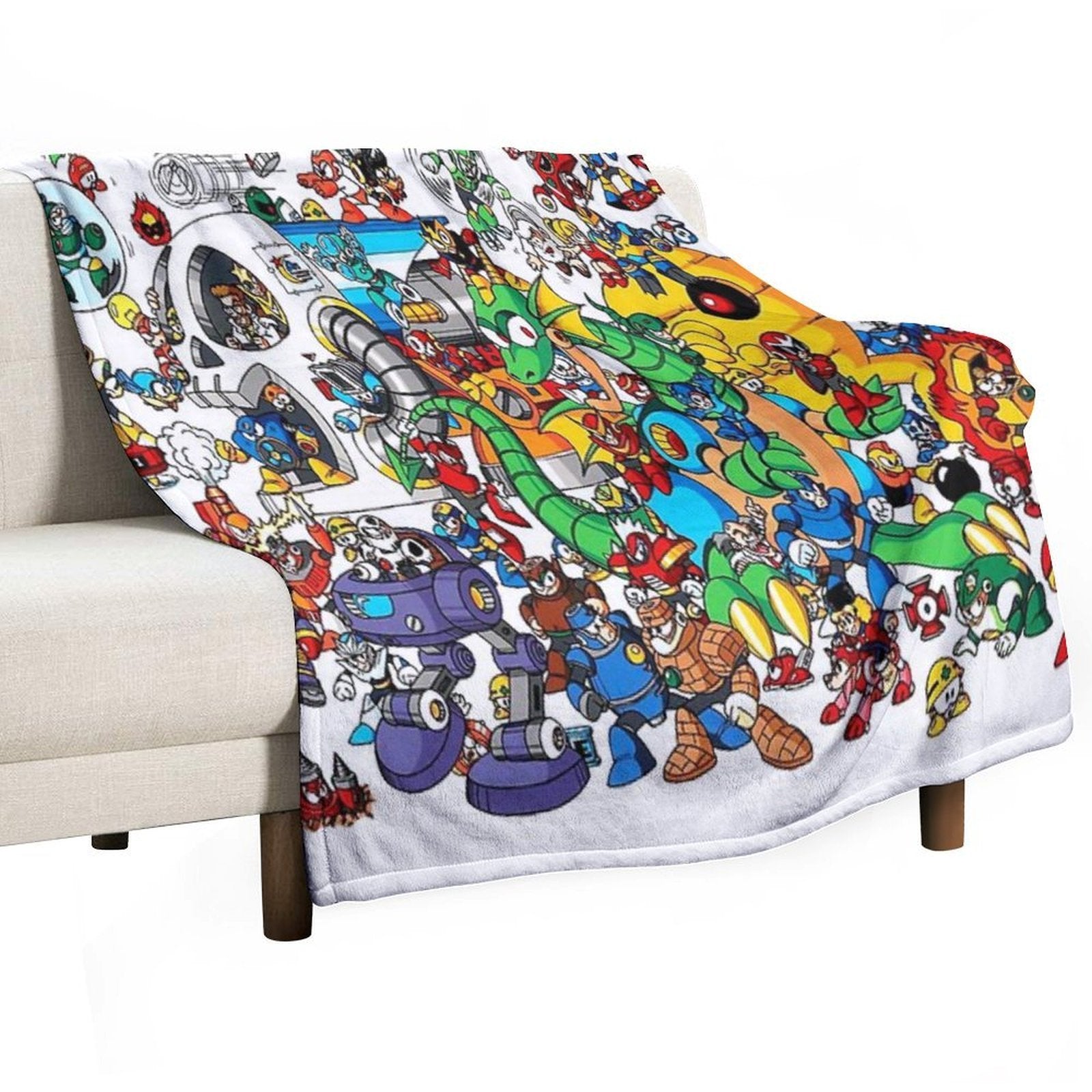 Mega Man And All of His Enemies Shrink-resistant Throw Blanket