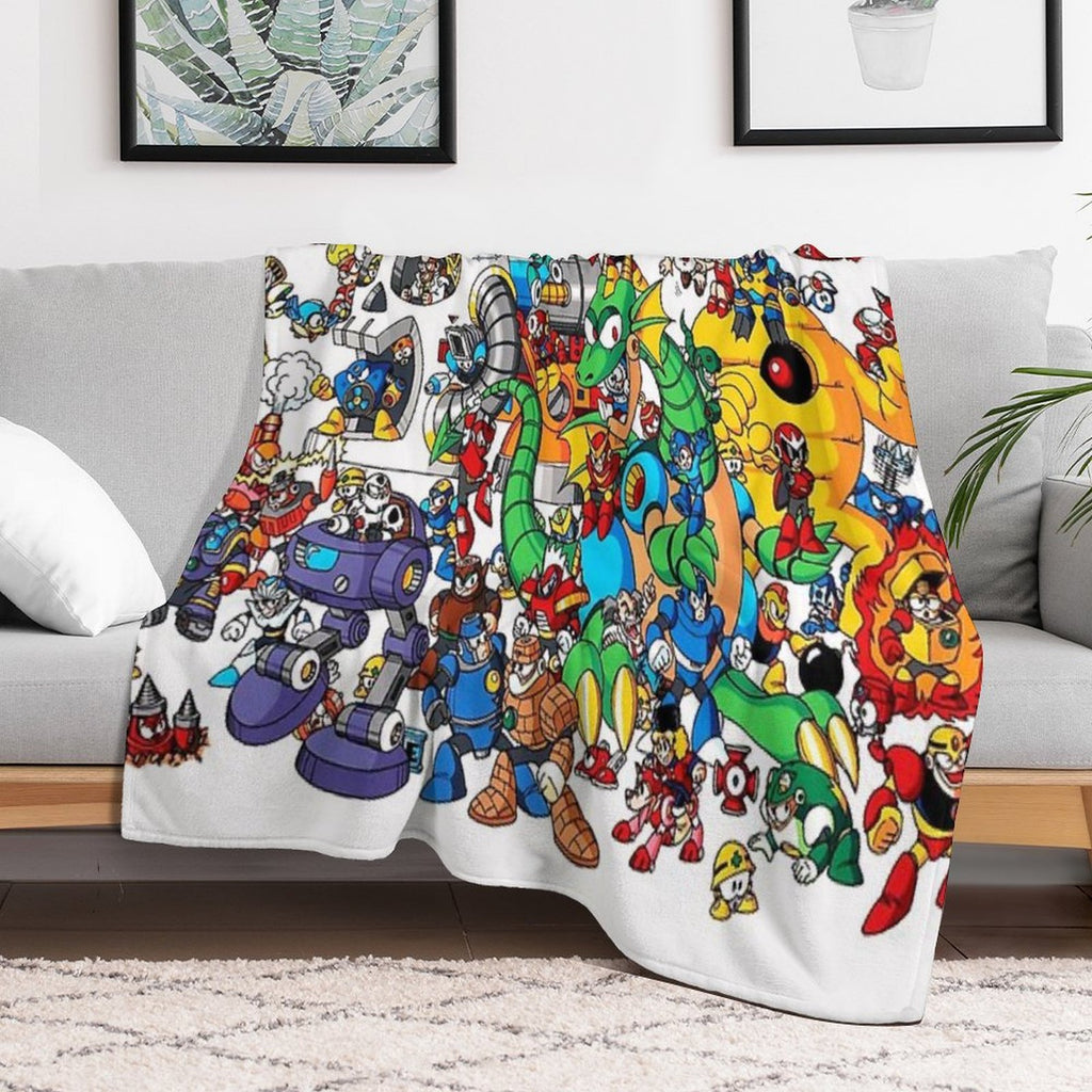 Mega Man And All of His Enemies Shrink-resistant Throw Blanket
