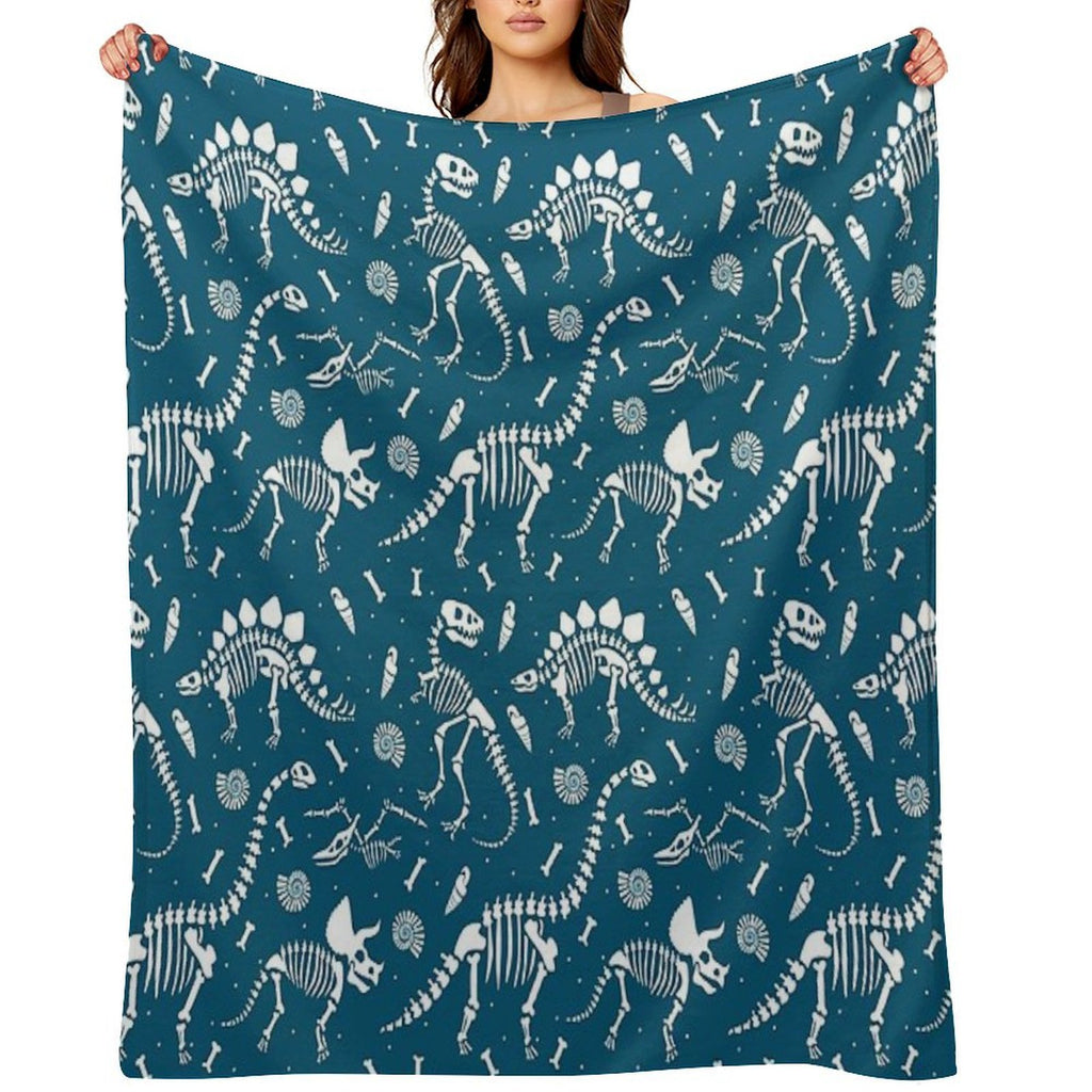 Dinosaur Fossils in Blue All-season Throw Blanket