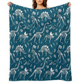 Dinosaur Fossils in Blue All-season Throw Blanket