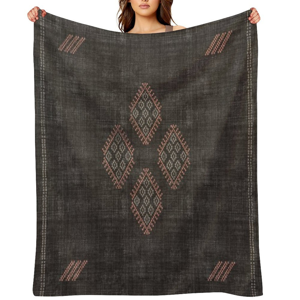 Kilim in Black And Pink Lightweight Throw Blanket