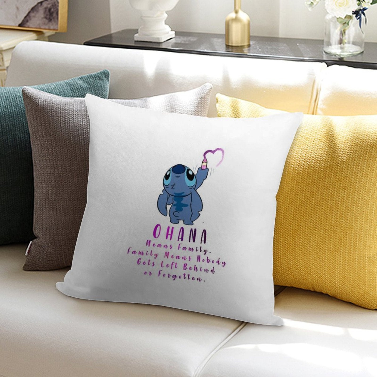 Lilo And Stitch Ohana Soft Washable Throw Pillow