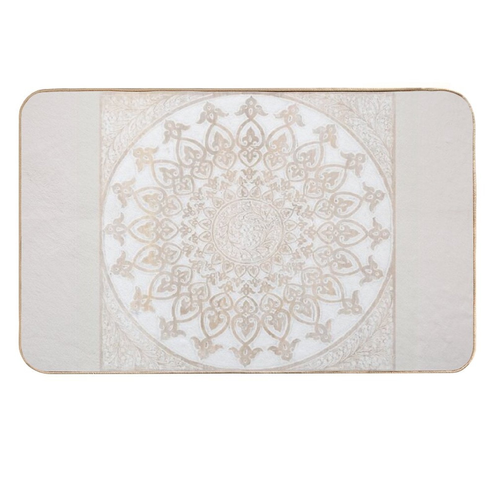 Carved Wooden Mandala Flower Geometric Design Art  Easy To Clean Bath Mat