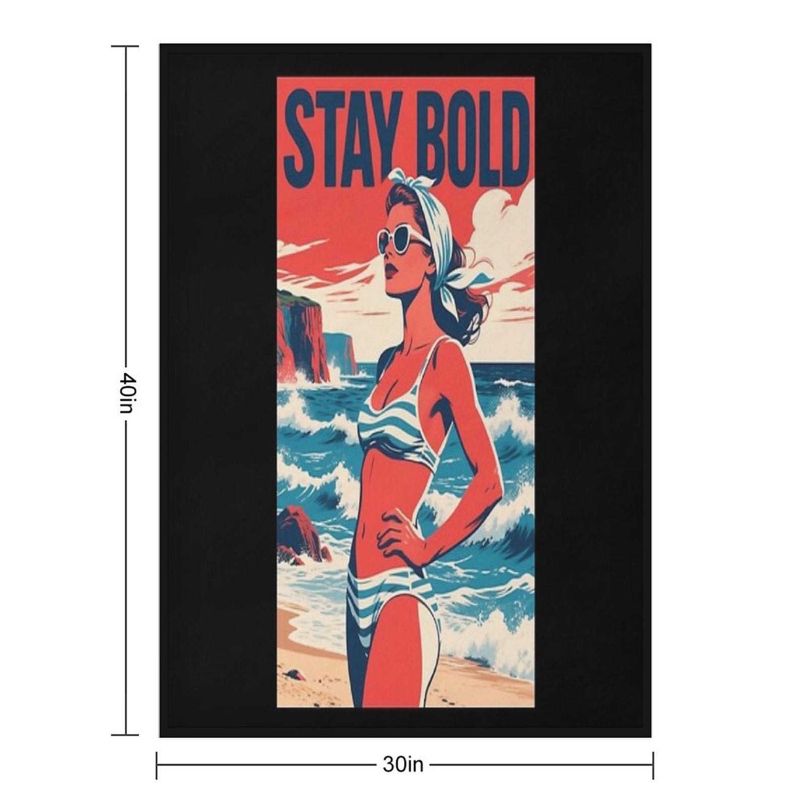 Stay Bold – Retro Beach Woman Hope Propaganda Quick-dry Throw Blanket