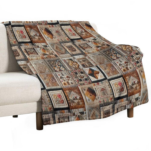Antique-Inspired Patchwork Quilt Easy Care Throw Blanket