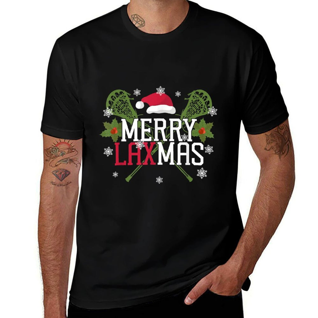 Lacrosse Lax Christmas Merry Lax-Mas  Vintage-inspired T-Shirt