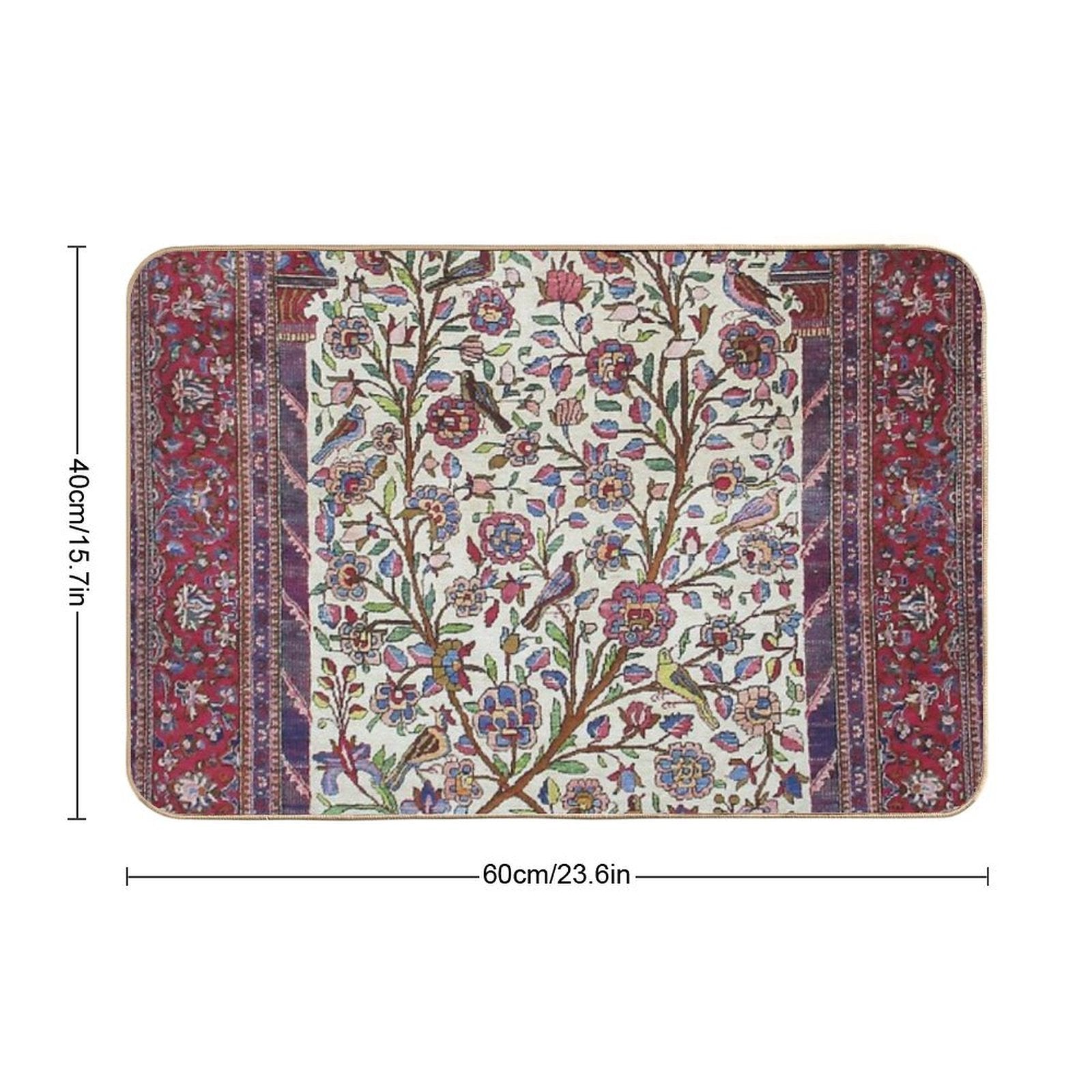 Antique Persian Silk Kashan Rug Print Durable Bath Mat
