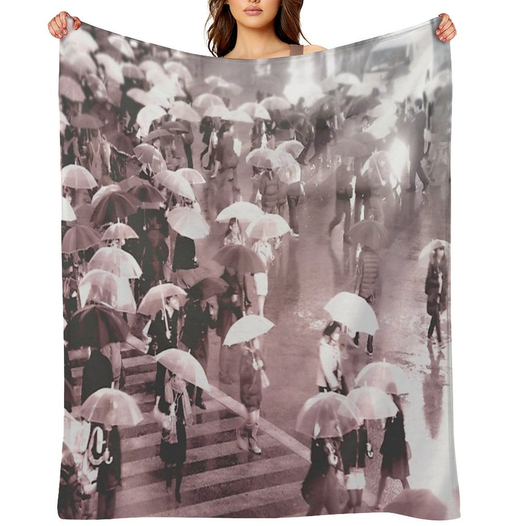 Rainy Day in Shibuya Multi-functional Throw Blanket