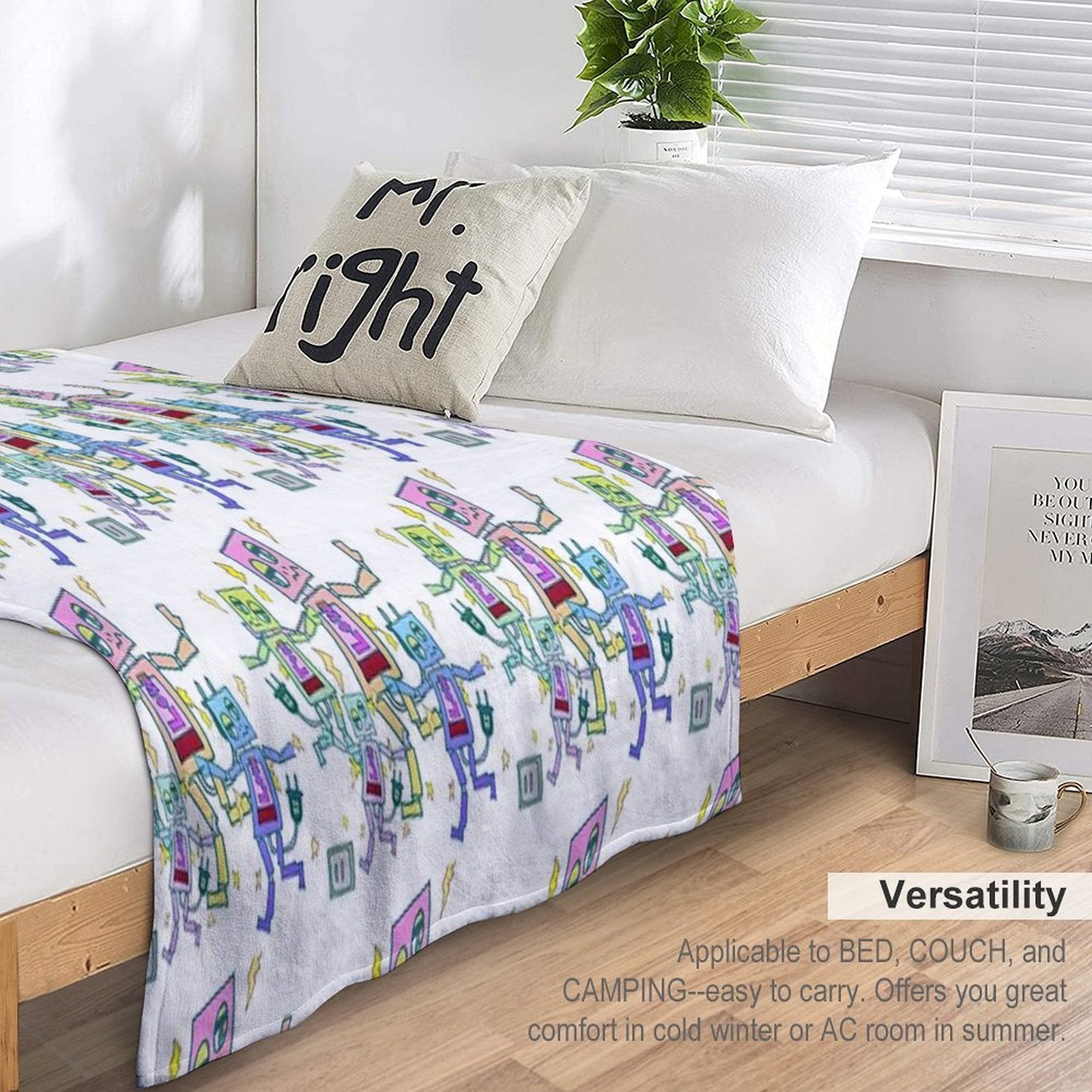 Battery-depleted Robot 5 Versatility Throw Blanket