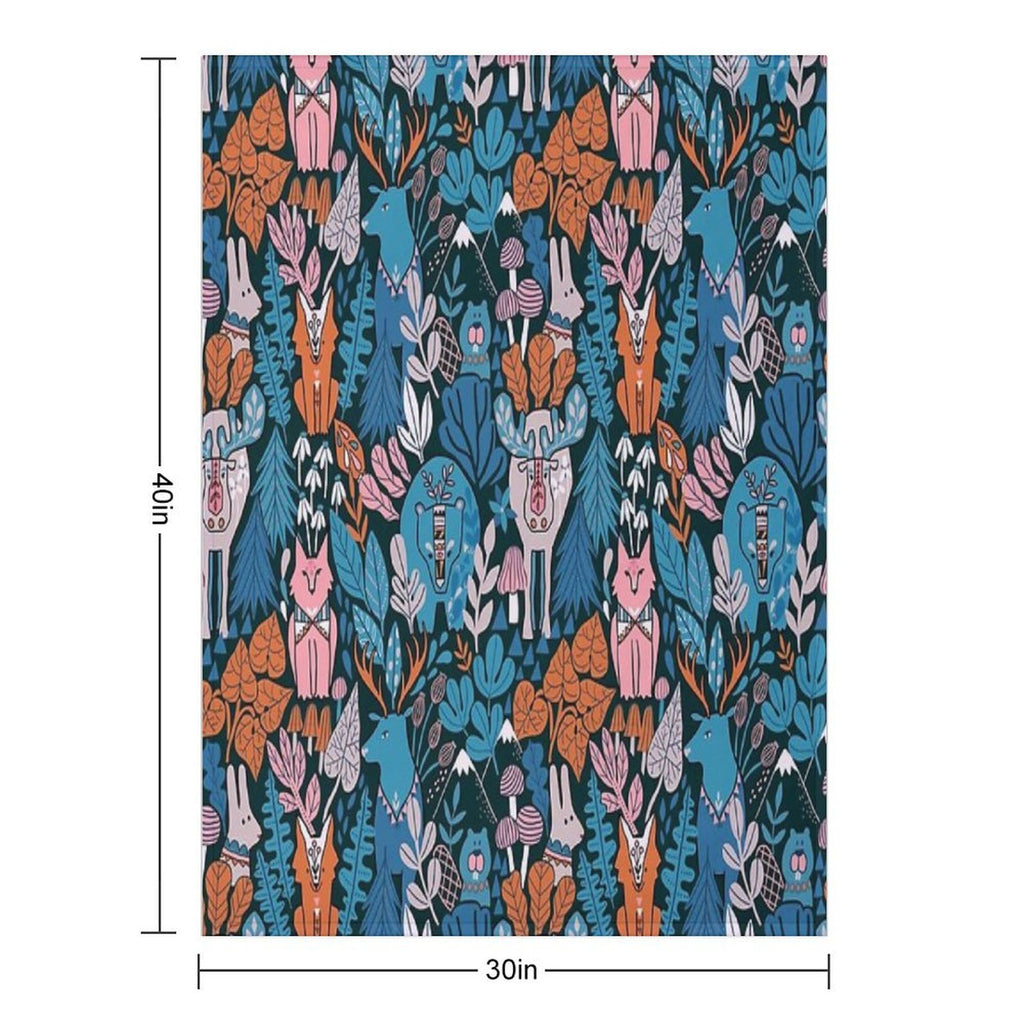 Animals of Canada. Forest, Plants, Mountains, Mushrooms Sustainable Throw Blanket