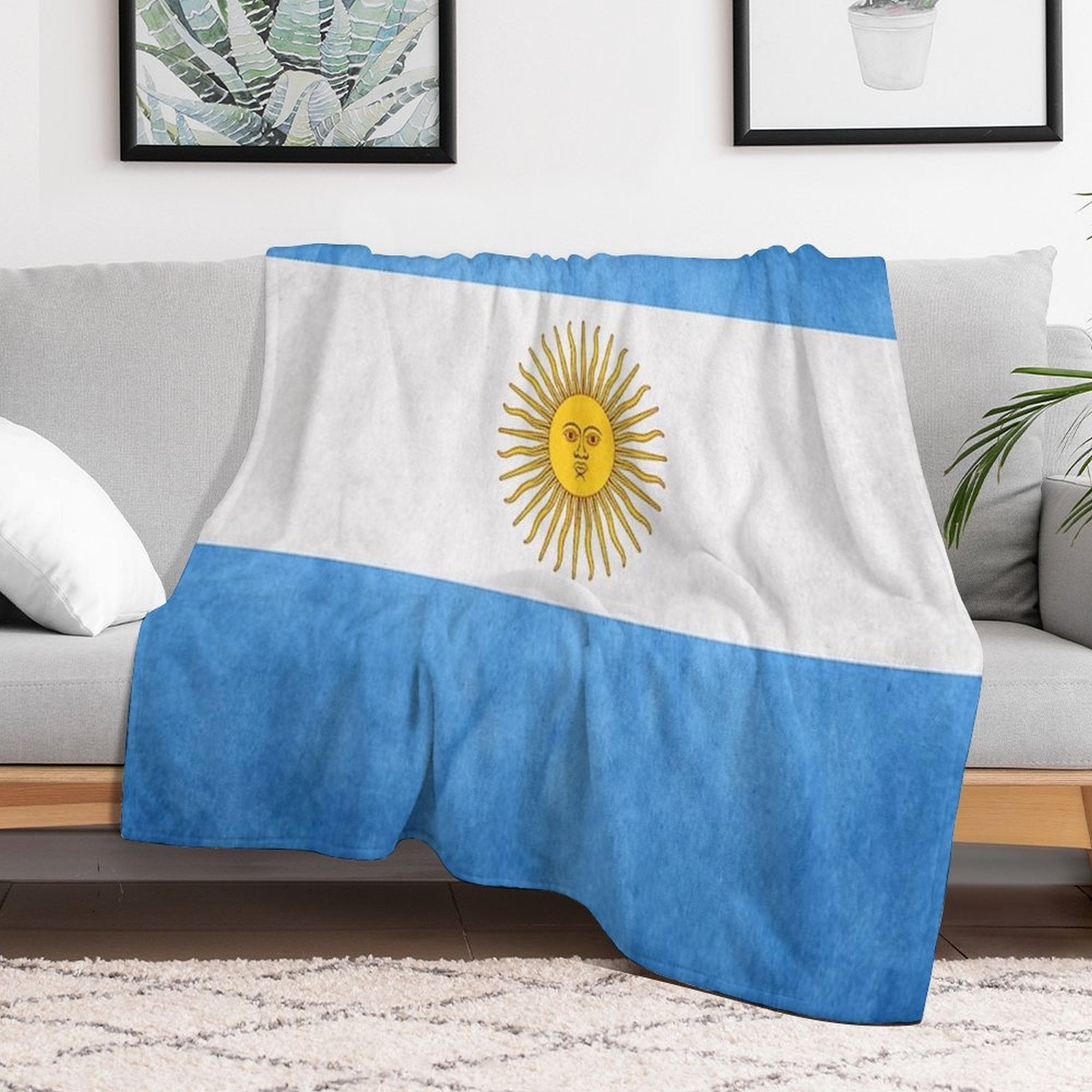 Argentina  Argentinian Flag  National Flag of Argentina Sustainable Throw Blanket