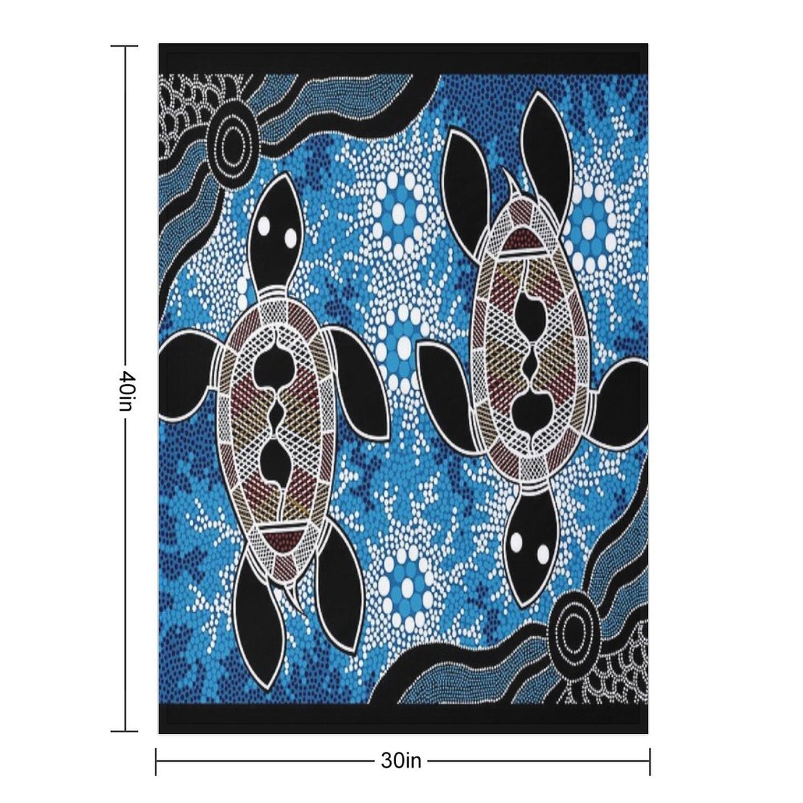Authentic Aboriginal Art  - Sea Turtles Anti-pilling Throw Blanket