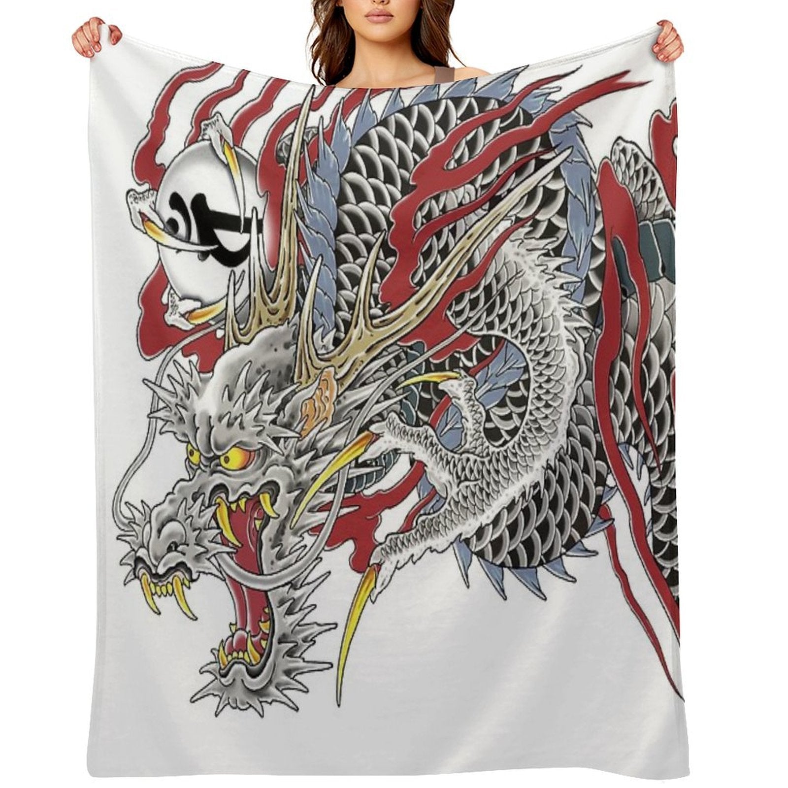 Kazuma Kiryu Dragon Tattoo Horizontal Premium Throw Blanket