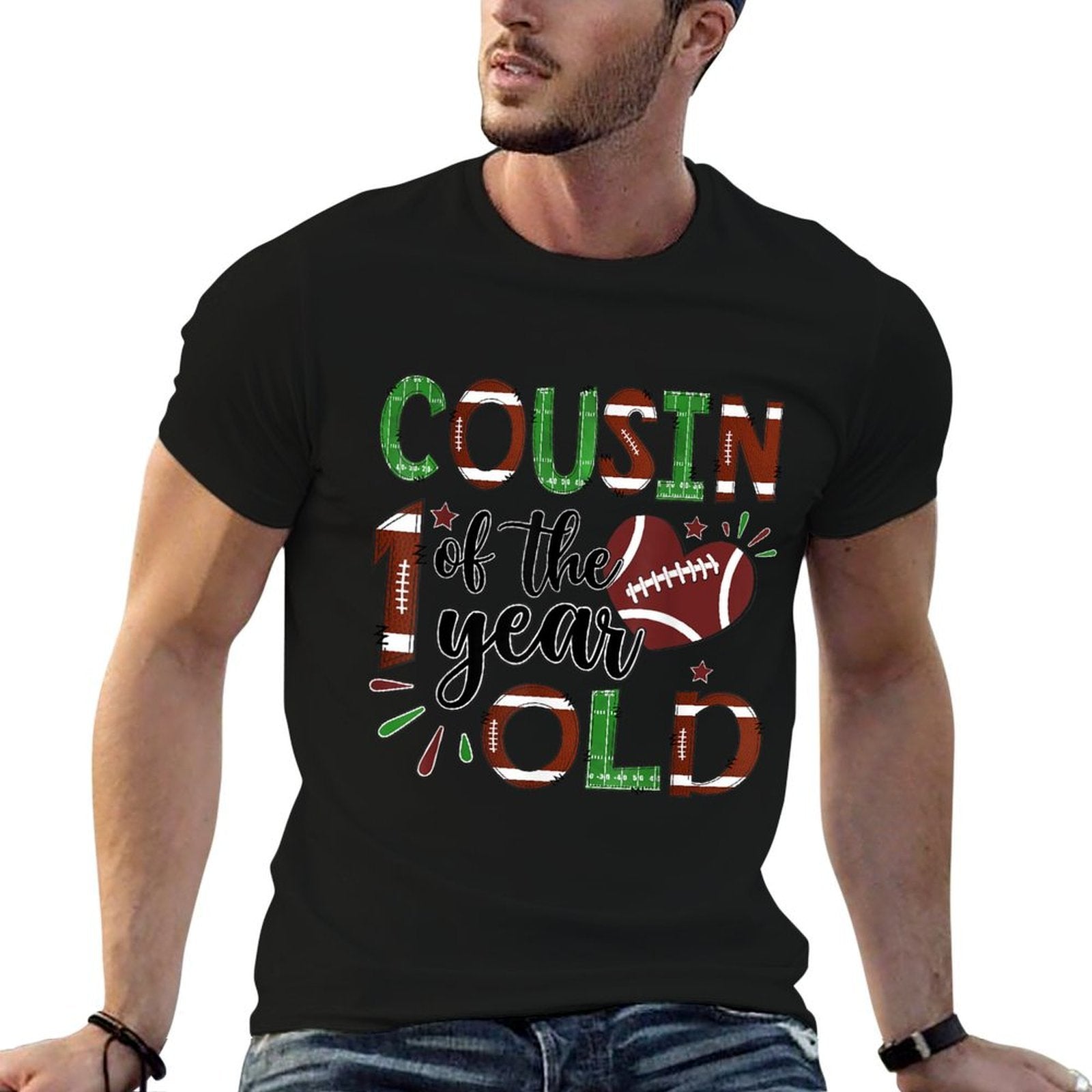 Cousin Of The 1 Year Old Football 1St Year Down Birthday  Soft T-Shirt