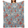 Seamless Pattern with Winter Forest, Deer, Owl And Fox. The Scandinavian Style. Gift-ready Throw Blanket