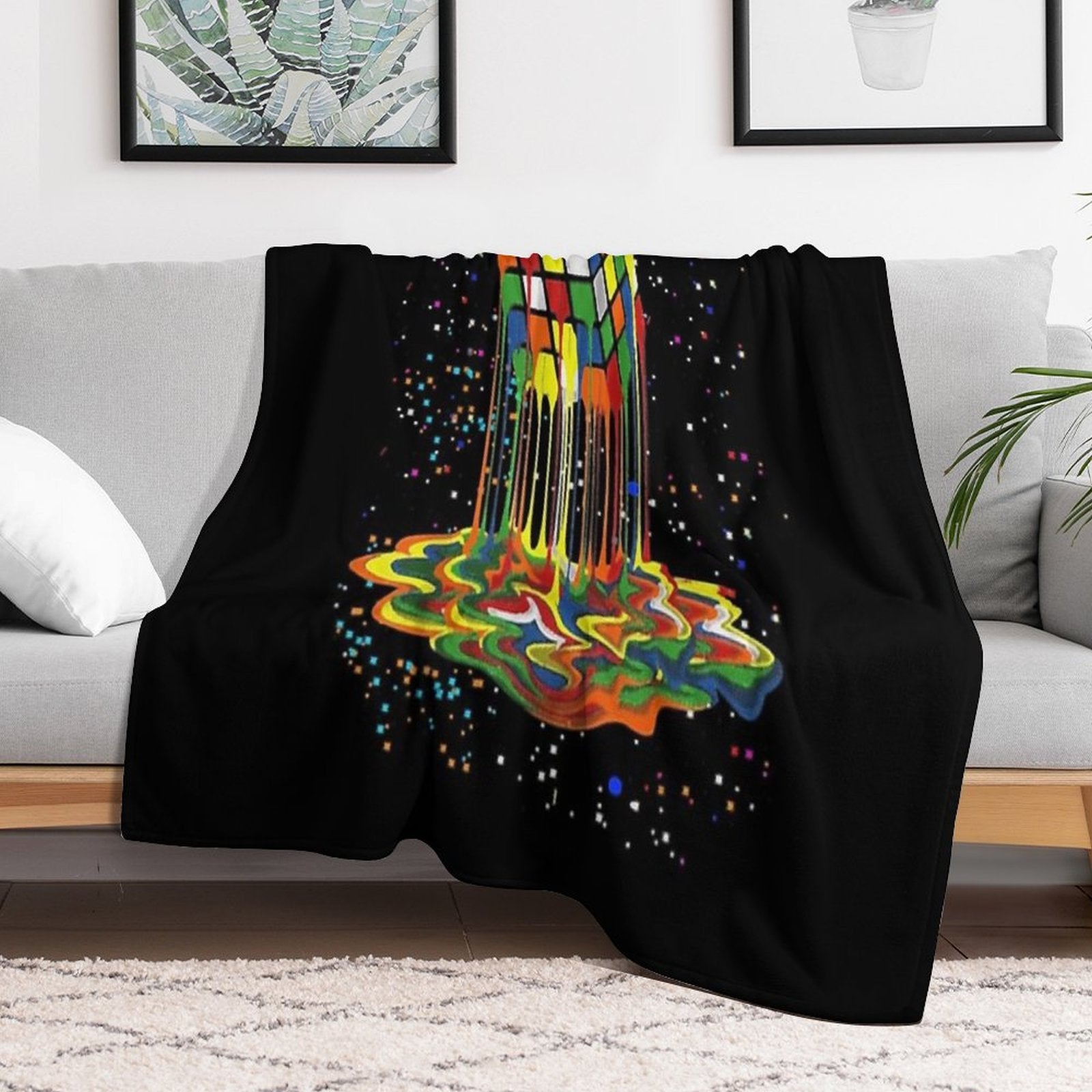 Awesome Graphic Melting Rubik Rubix Rubics Cube Durable Throw Blanket
