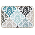 Scroll Damask Pattern Teals Browns White  Rapid-Drying Bath Mat