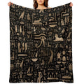 Ancient Egyptian Hieroglyphs - Black And Gold Quick-dry Throw Blanket