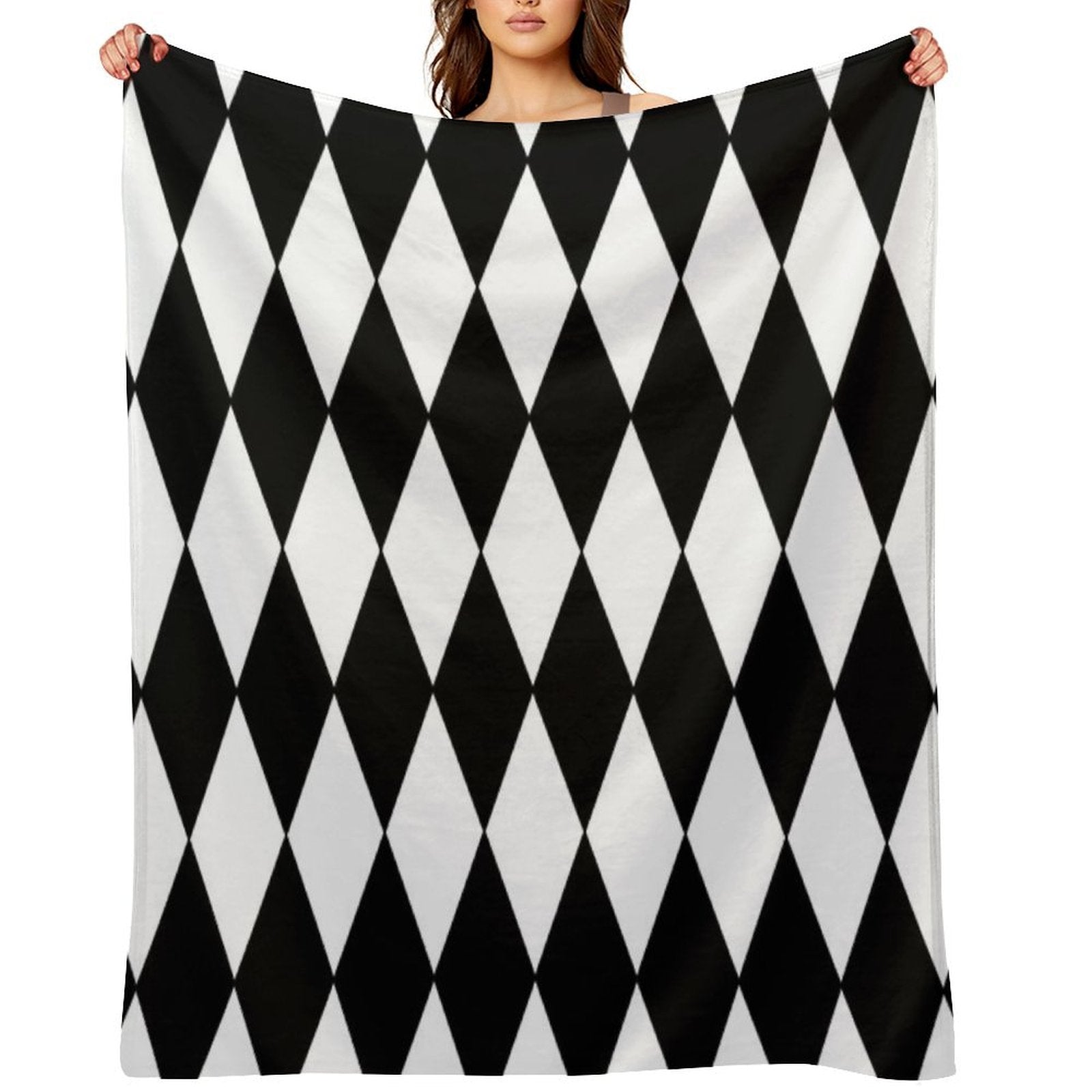 Black White Harlequin Wrinkle-free Throw Blanket