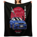 Nippon JDM Nissan Skyline GT-R R34 Anti-pilling Throw Blanket