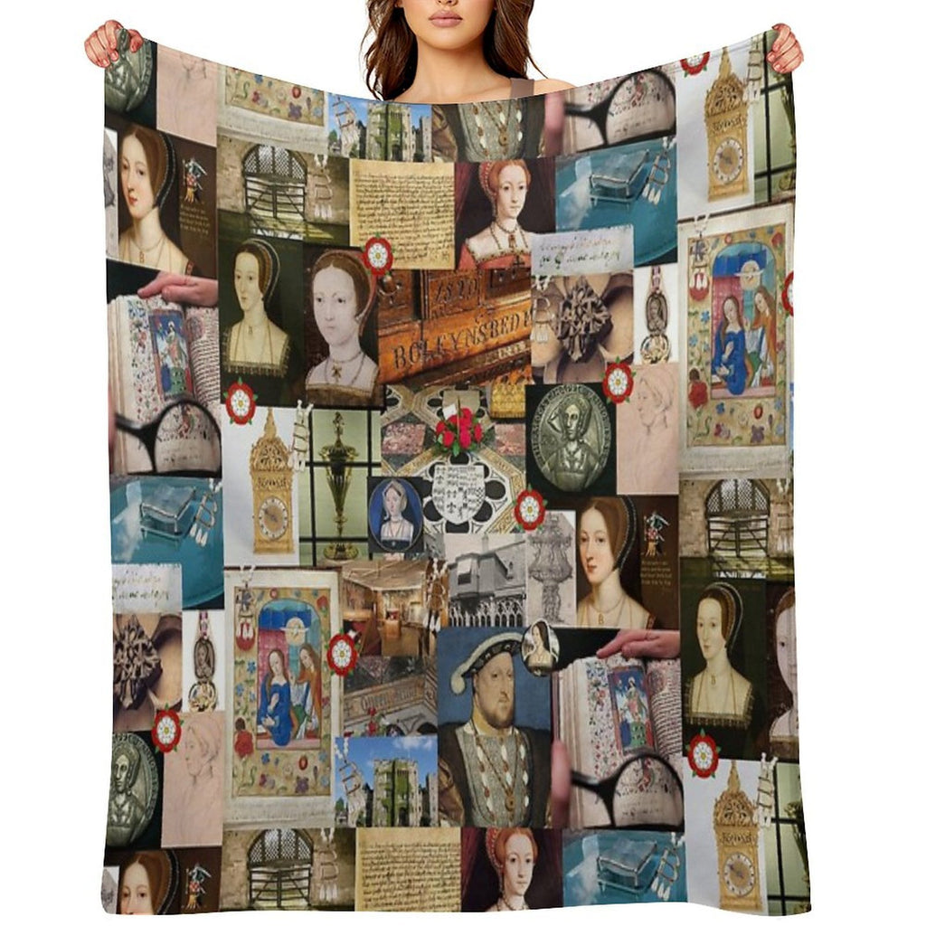Anne Boleyn Collage Easy Care Throw Blanket