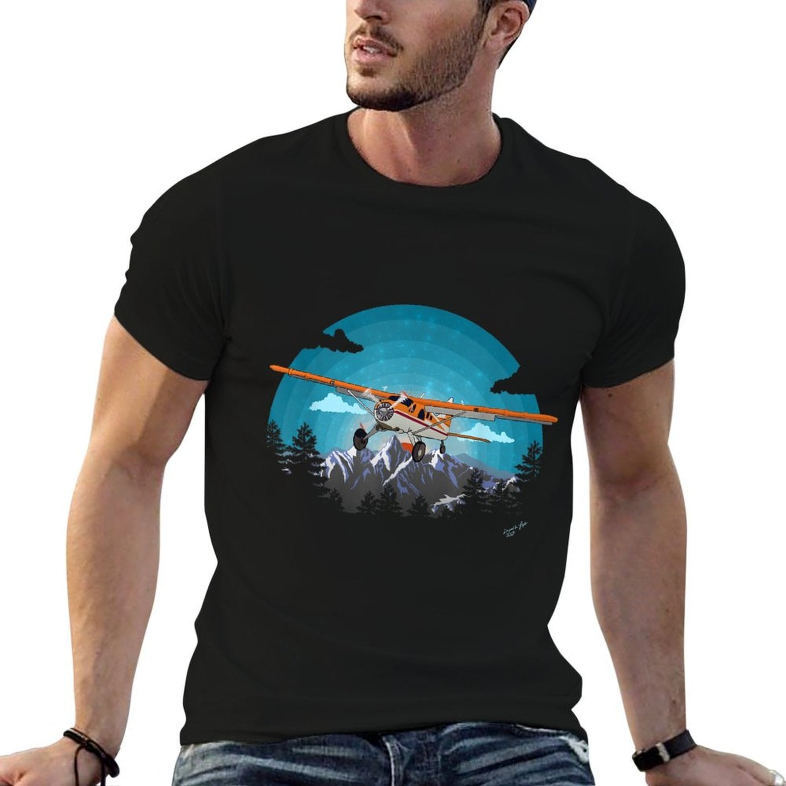 &#34;Twilight Flight&#34;  Beaver Bushplane Airplane Flying Pilot  Soft T-Shirt