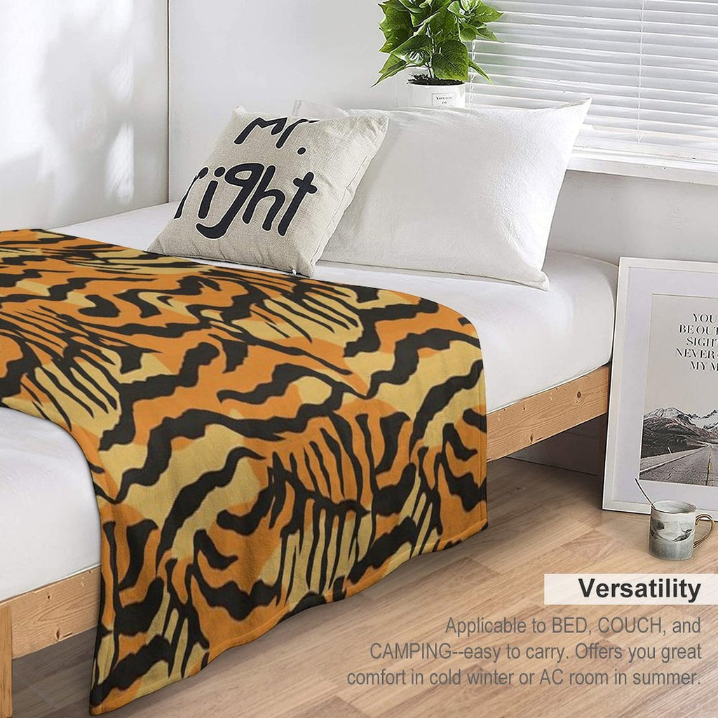 Vibrant Tiger Stripe Pattern Abstract Unique Print Sustainable Throw Blanket