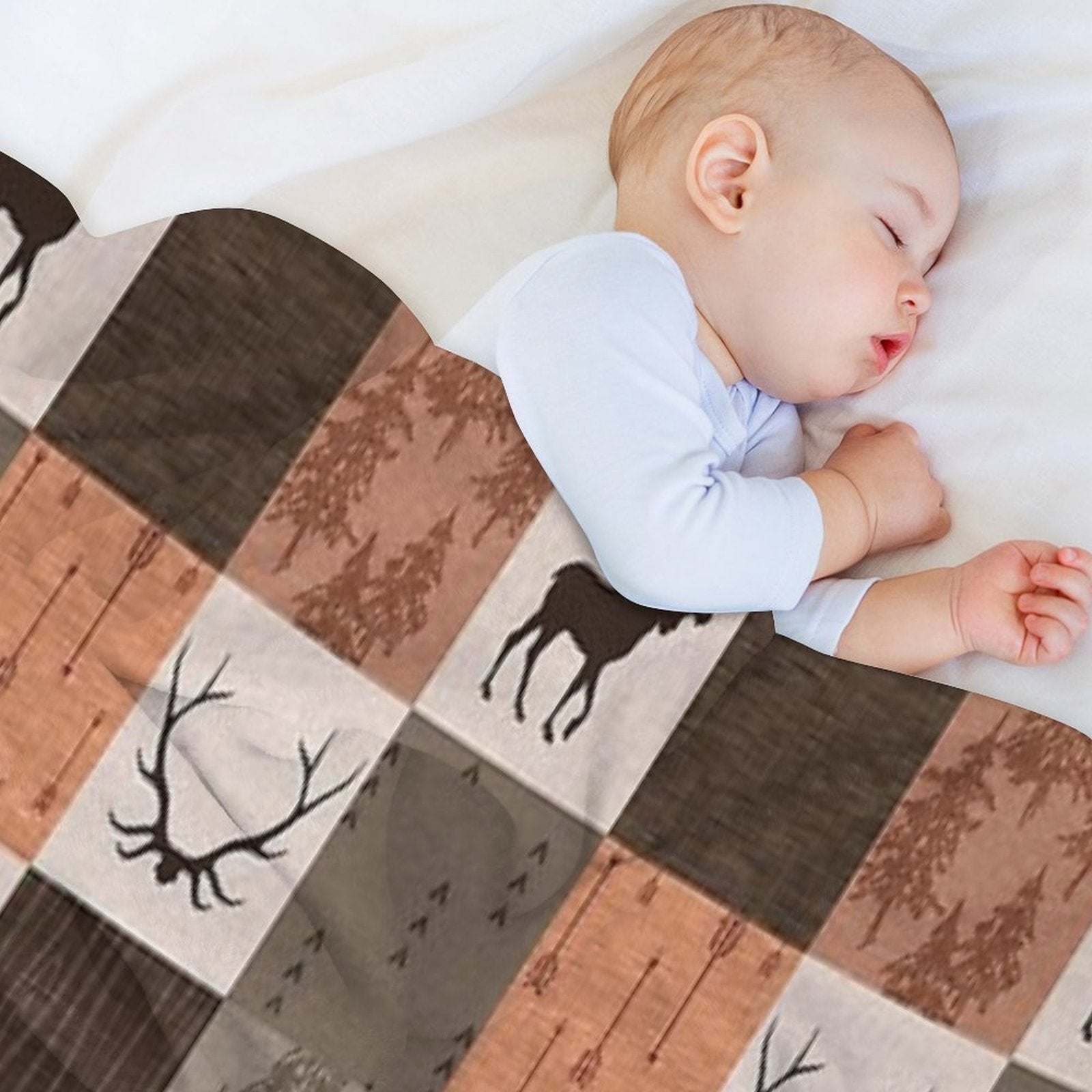 Woodland Patchwork - Rustbrown Easy Care Throw Blanket