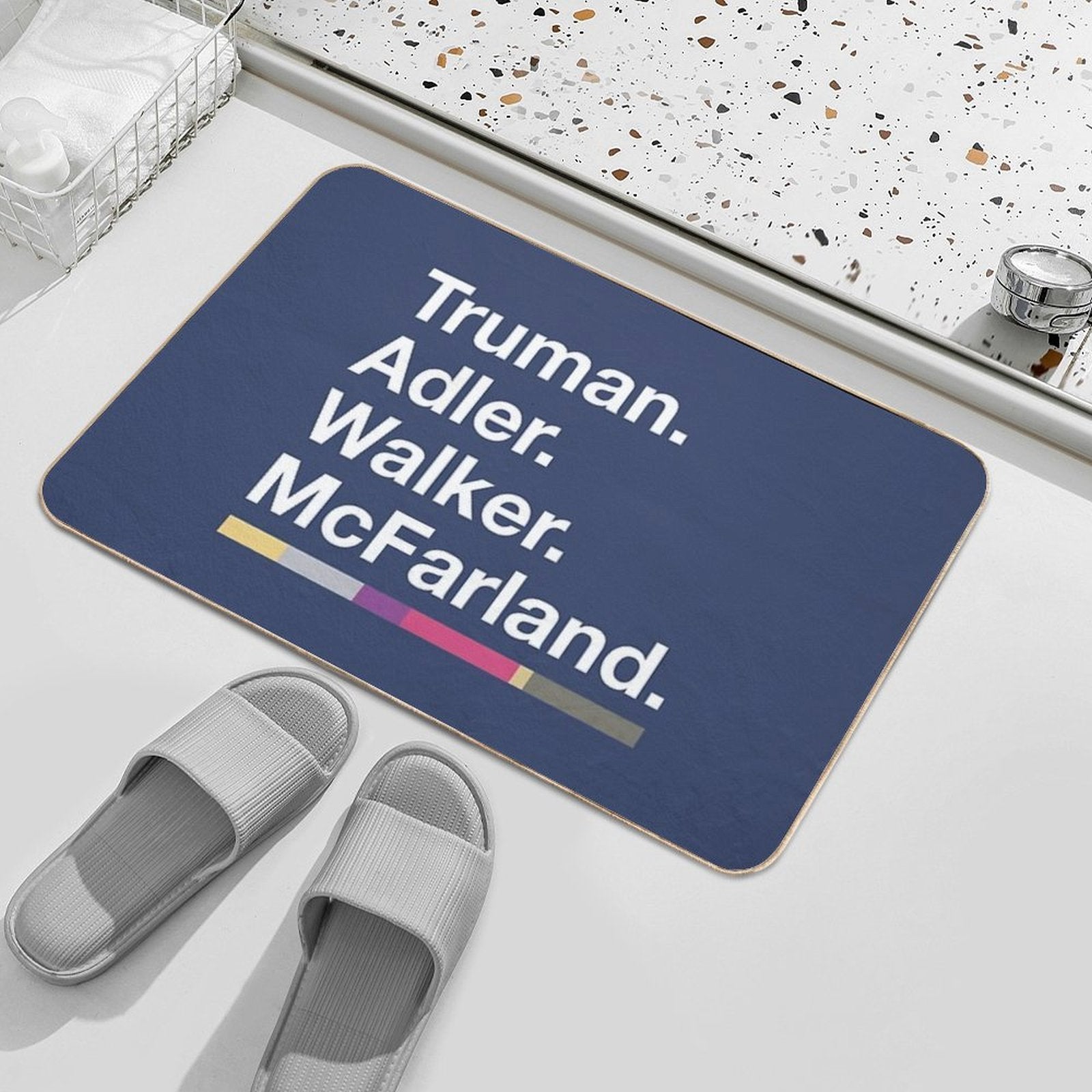 Truman, Adler, Walker, McFarland (Will And Grace)  Repositionable Bath Mat