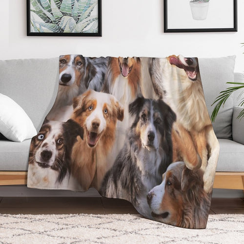Australian Shepherds Plush Throw Blanket