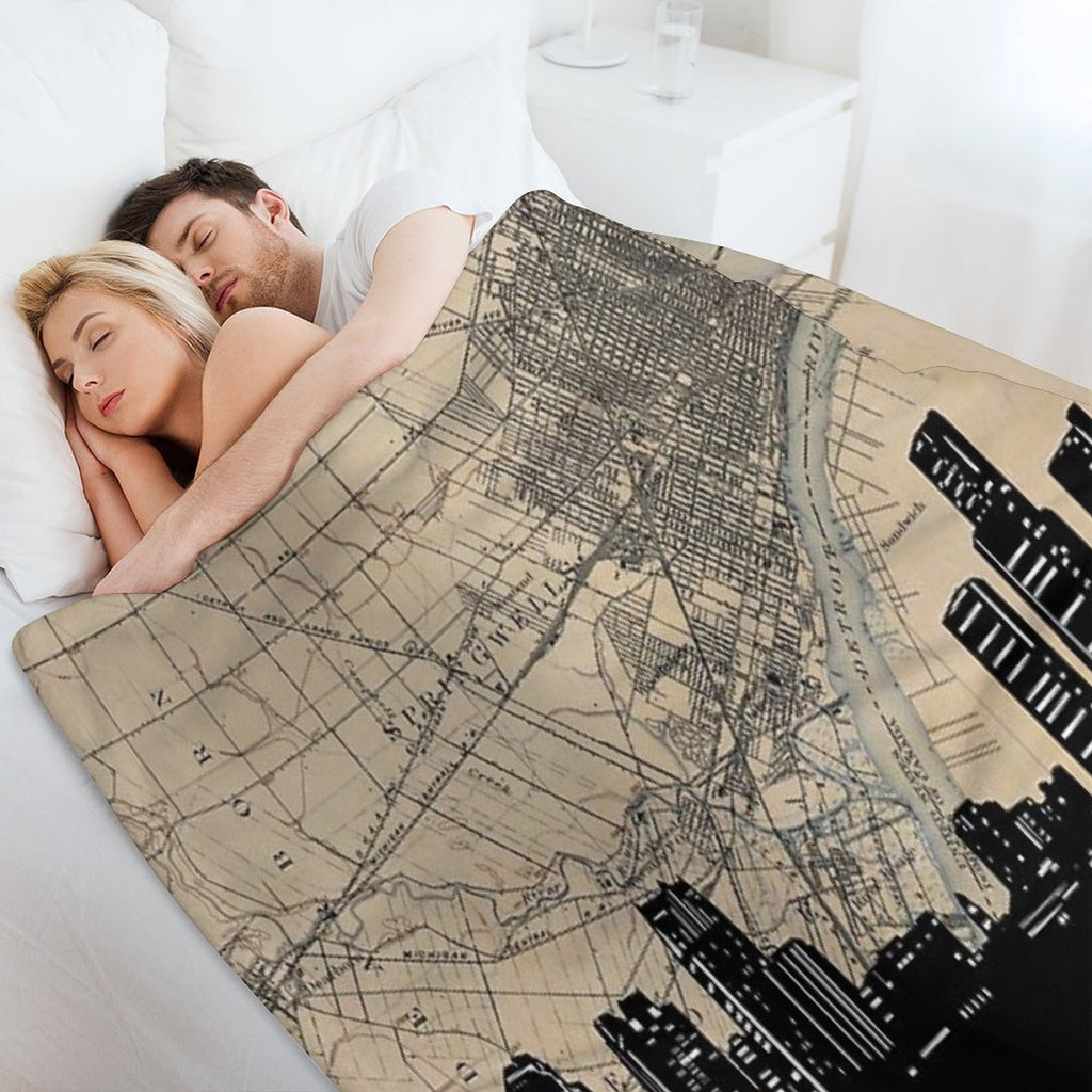 Detroit Skyline Comfort Throw Blanket