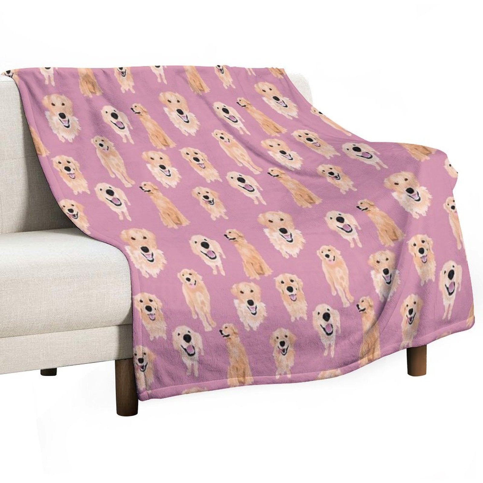 Golden Retrievers on Pink Compact Throw Blanket